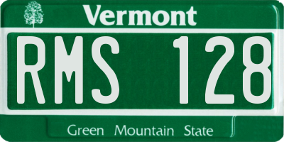 VT license plate RMS128