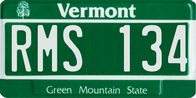 VT license plate RMS134