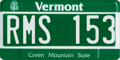 VT license plate RMS153