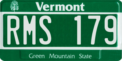 VT license plate RMS179