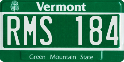 VT license plate RMS184