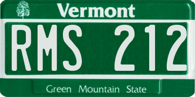 VT license plate RMS212