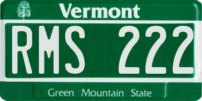 VT license plate RMS222