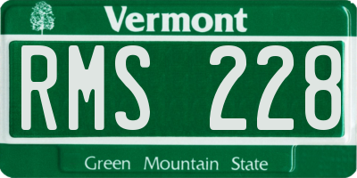 VT license plate RMS228