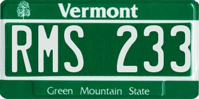 VT license plate RMS233