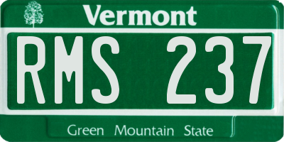 VT license plate RMS237