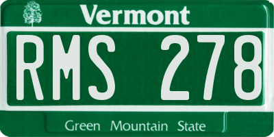 VT license plate RMS278