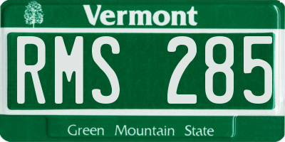 VT license plate RMS285