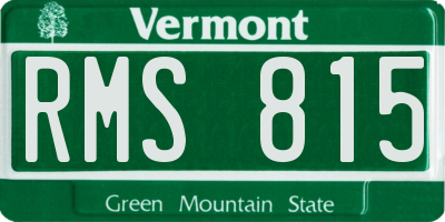 VT license plate RMS815
