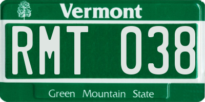 VT license plate RMT038
