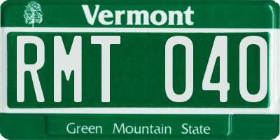 VT license plate RMT040