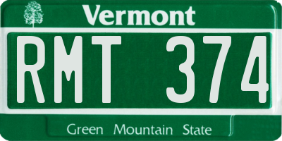 VT license plate RMT374