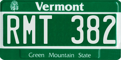 VT license plate RMT382