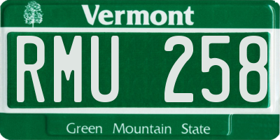 VT license plate RMU258