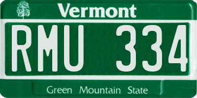 VT license plate RMU334