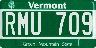 VT license plate RMU709