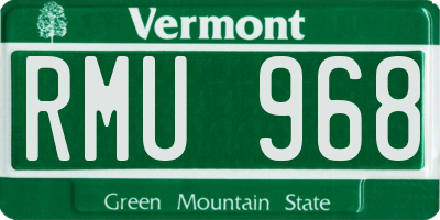 VT license plate RMU968