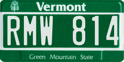 VT license plate RMW814