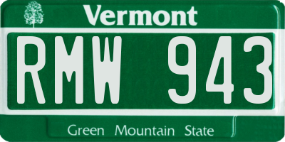 VT license plate RMW943