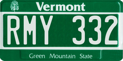 VT license plate RMY332