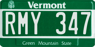 VT license plate RMY347