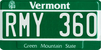 VT license plate RMY360