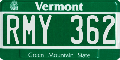 VT license plate RMY362