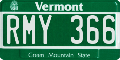 VT license plate RMY366