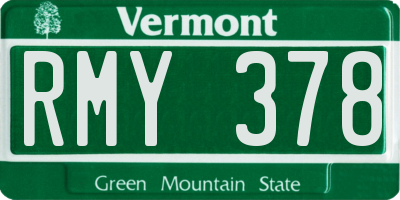 VT license plate RMY378