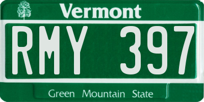 VT license plate RMY397