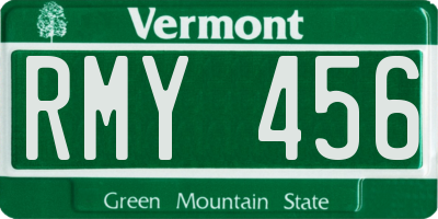 VT license plate RMY456
