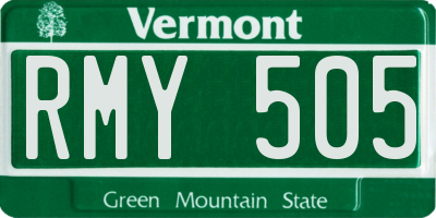 VT license plate RMY505