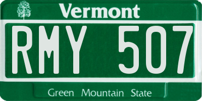 VT license plate RMY507
