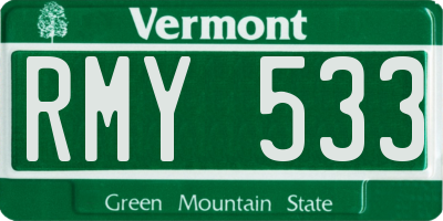 VT license plate RMY533