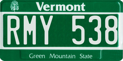 VT license plate RMY538
