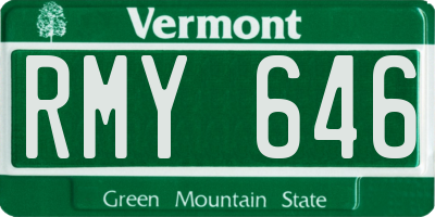 VT license plate RMY646