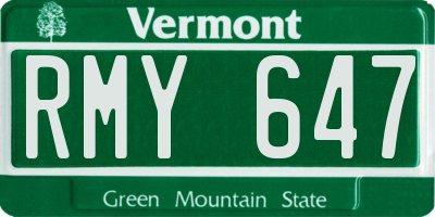 VT license plate RMY647
