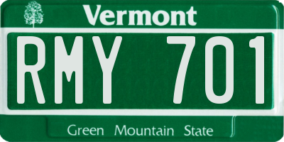 VT license plate RMY701