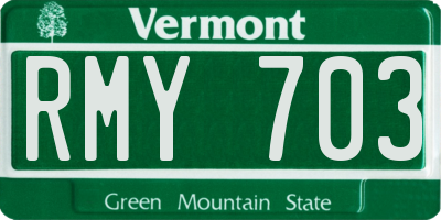 VT license plate RMY703