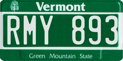 VT license plate RMY893