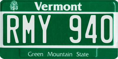 VT license plate RMY940