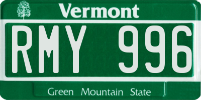 VT license plate RMY996