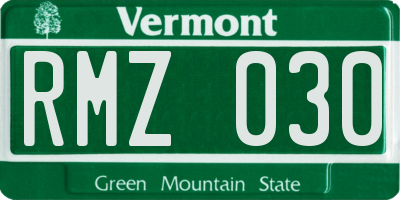 VT license plate RMZ030