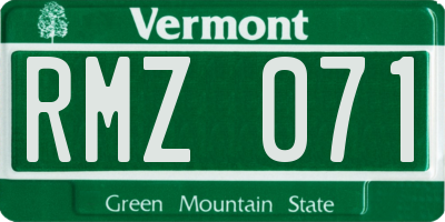 VT license plate RMZ071