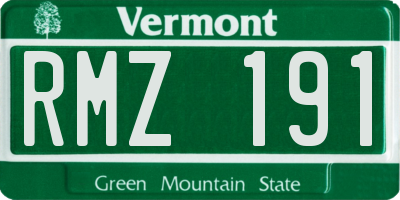 VT license plate RMZ191