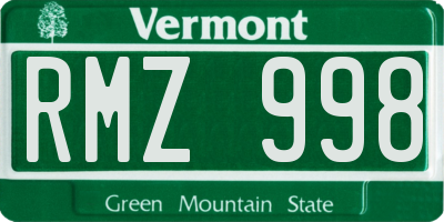 VT license plate RMZ998