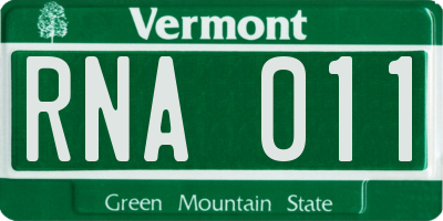 VT license plate RNA011