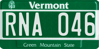VT license plate RNA046