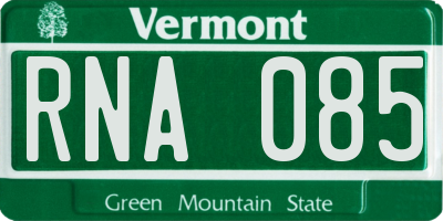 VT license plate RNA085