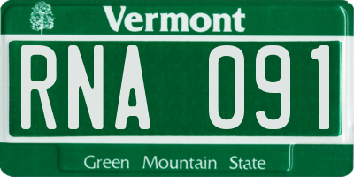 VT license plate RNA091